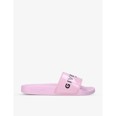 Givenchy Womens Pink Logo-embossed Rubber Sliders 4