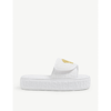 VERSACE WOMENS Z4001 WHITE TESSUTO LOGO-EMRBOIDERED COTTON SLIPPERS 6