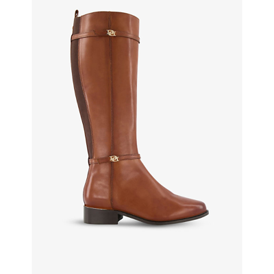 Dune Tap Leather Riding Boots In Tan-leather