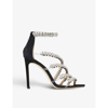 Jimmy Choo Josefine Crystal Strappy Cocktail Stiletto Sandals, Black In Black/crystal