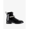 Jimmy Choo Womens Black Cruz Crystal-embellished Leather Ankle Boots 4.5 In Black