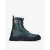 Viron 1992 Apple-leather Lace-up Combat Boots In Green Oth