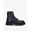 FENDI FORCE LOGO-EMBROIDERED LEATHER BIKER BOOTS