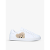 Palm Angels Teddy Embroidered Leather Sneakers In White/oth