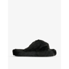 Ted Baker Lopply Cross-over Faux-fur Slippers In Black