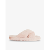 Ted Baker Lopply Cross-over Faux-fur Slippers In Dusky-pink