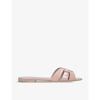 Saint Laurent Nu Pieds Woven Patent-leather Slides In Blush