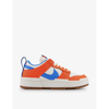 NIKE MENS BLUE TOTAL ORANGE DUNK DISRUPT LOW-TOP LEATHER TRAINERS 5