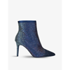 CARVELA WOMENS NAVY LOVEBIRD JEWEL-EMBELLISHED HEELED ANKLE BOOTS 3