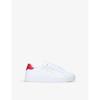 PALM ANGELS PALM ANGELS BOYS WHITE/RED KIDS NEW TENNIS LOGO-PRINT LEATHER LOW-TOP TENNIS SHOES 4-8 YEARS,47541796