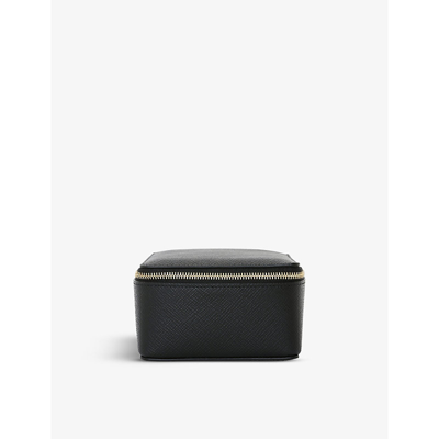 Smythson Panama Large Leather Trinket Case In Black