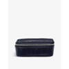 Smythson Womens Navy Mara Croc-embossed Leather Trinket Case