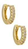 Adinas Jewels Thin Imitation Pearl Huggie Earrings In 14k Gold Plated Over Sterling Silver In Metallic Gold