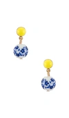 Ettika Chinoiserie Imitation Pearl Drop Earrings In Blue
