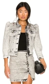Retroféte Willa Gathered Denim Miniskirt In Light Acid Grey