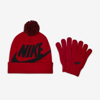 Nike Big Kids' Beanie And Gloves Box Set In University Red