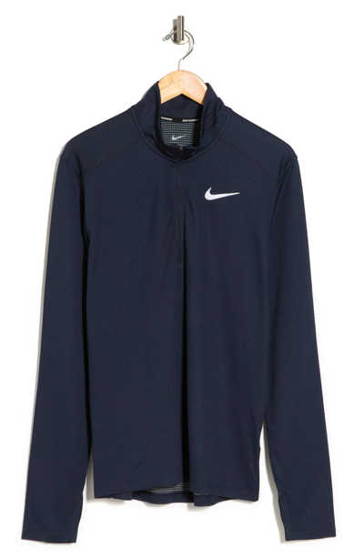 Nike Pacer Dri-fit Half Zip Long Sleeve Running Shirt In 452 Obsidn/refsil