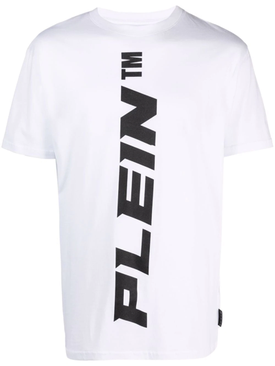 Philipp Plein Vertical Logo Print T-shirt In White