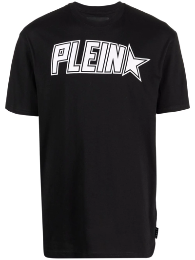 Philipp Plein Plein Star Logo Print T-shirt In Black