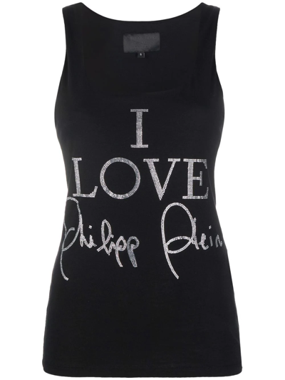 Philipp Plein Crystal-embellished Tank Top In Black