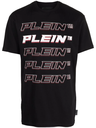 Philipp Plein Plein Repeat Logo T-shirt In Black