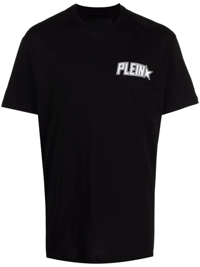 Philipp Plein Plein Star Logo Print T-shirt In Black