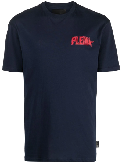 Philipp Plein Plein Star Logo Print T-shirt In Blue