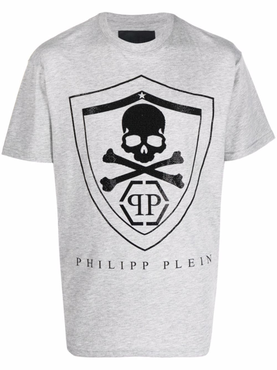 Philipp Plein Skull-logo Print T-shirt In Grey