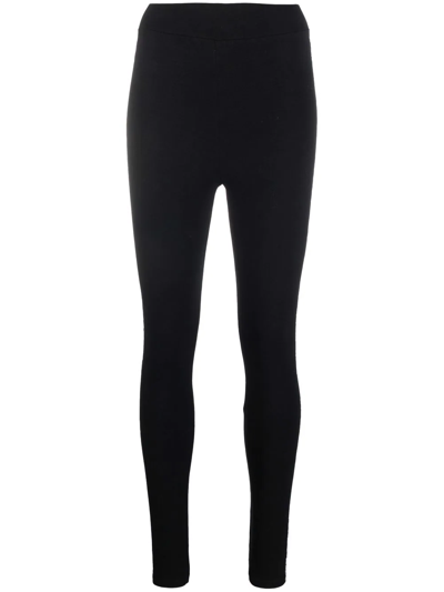 Philipp Plein Logo-studded Cotton Leggings In Black