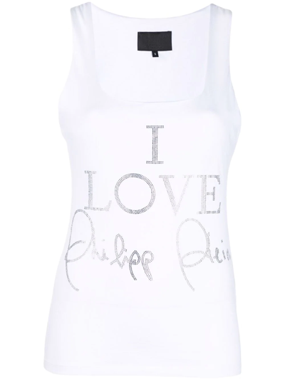 Philipp Plein Crystal-embellished Tank Top In White