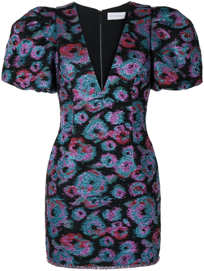 Rebecca Vallance Leila Pleated Metallic Jacquard Mini Dress In Multi