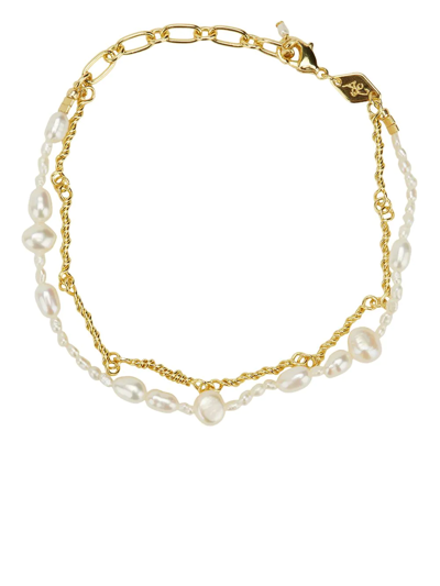 Anni Lu Sprezzatura 18ct Yellow Gold-plated Brass And Freshwater Pearl Bracelet