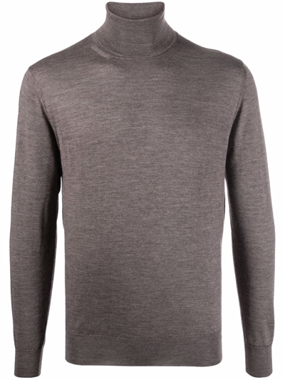 Cruciani Roll-neck Cashmere-silk Jumper In Braun