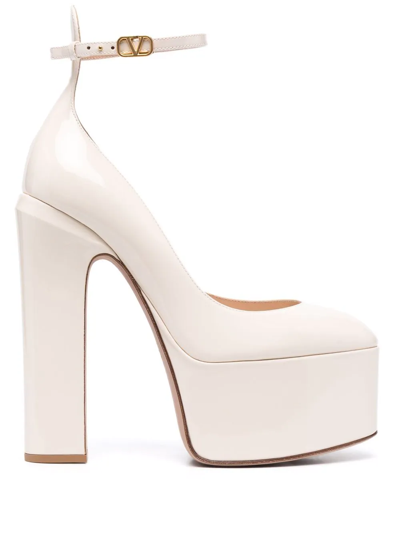 Valentino Garavani 165mm Tan-go Patent Leather Pumps In Light Ivory