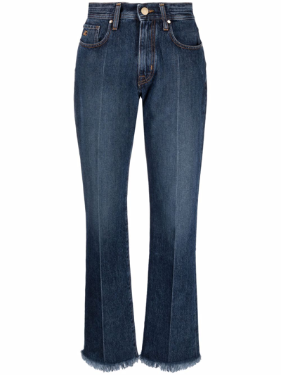 Jacob Cohen Kate Straight-leg Frayed Jeans In Blue