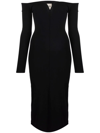 Khaite Valeska Midi Dress With Bare Shoulders In Black