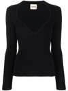 KHAITE LONG-SLEEVE RIB-KNIT TOP