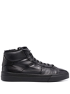 SANTONI LACE-UP HIGH-TOP LEATHER SNEAKERS