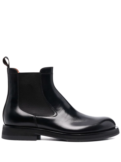 Santoni Double-buckle Leather Boots In Black