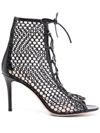 GIANVITO ROSSI FISHNET LACE-UP SANDALS