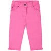 STELLA MCCARTNEY FUCHSIA JEANS FOR BABY GIRL WITH LOGO PATCH,8Q6HN0 Z0156 510