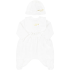 BALMAIN WHITE SET FOR BABY GIRL WITH GOLDEN LOGO,6Q8860 J0006 100