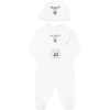 BALMAIN WHITE SET FOR BABY BOY WITH BLUE LOGO,6Q8A50 Z0057 100AZ