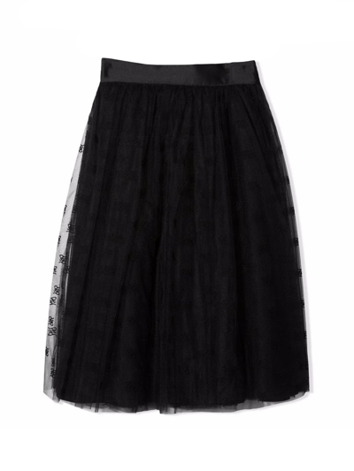 Fendi Kids' Black Cotton Blend Midi Tutu Skirt In Nero