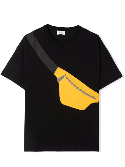 Fendi Kids' Graphic-print Short-sleeve T-shirt In Black