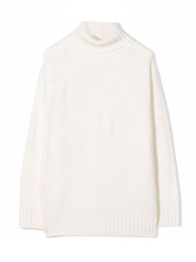 Fendi Kids' White Virgin Wool Jumper In Bianco