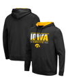 Colosseum Men's Black Iowa Hawkeyes Slash Stack 2.0 Pullover Hoodie In Black