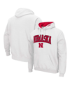 COLOSSEUM MEN'S WHITE NEBRASKA HUSKERS ARCH LOGO 3.0 PULLOVER HOODIE