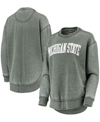 PRESSBOX WOMEN'S GREEN MICHIGAN STATE SPARTANS VINTAGE-LIKE WASH PULLOVER SWEATSHIRT