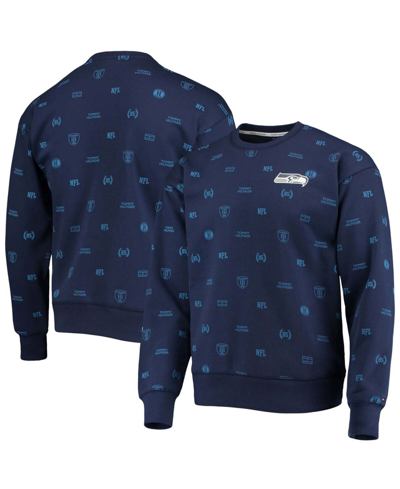 Tommy Hilfiger Men's College Navy Seattle Seahawks Reid Graphic Pullover Sweatshirt